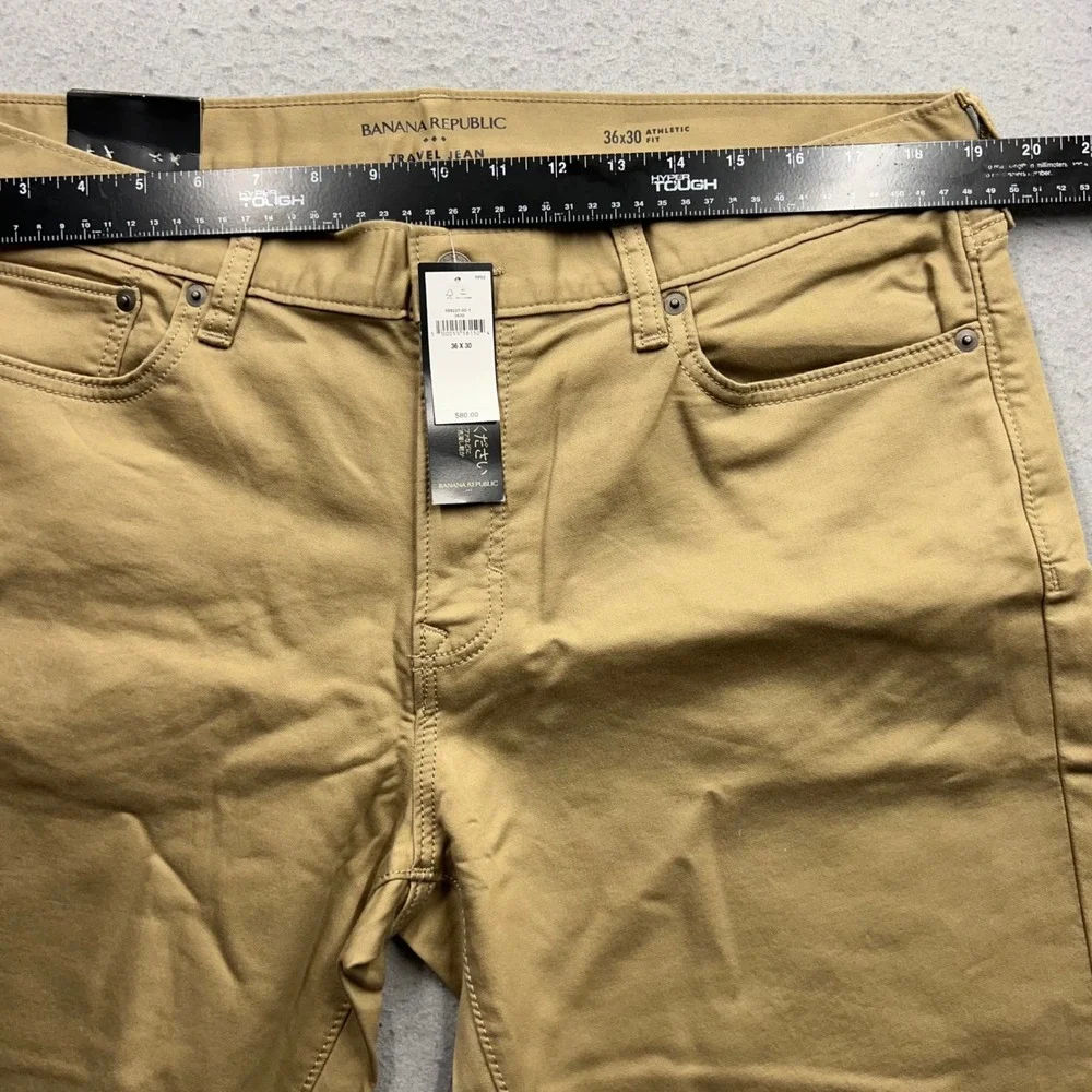 Banana Republic Travel Jean Mens 36x30 Athletic Fit Khaki Tan Pants 599223-00-1